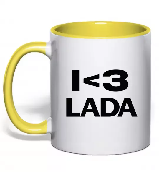 Чашка з кольоровою ручкою I <3 Lada Сонячно жовтий фото