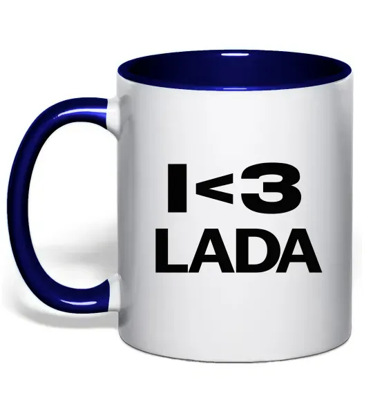 Чашка з кольоровою ручкою I <3 Lada Глибокий темно-синій фото