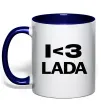 Чашка з кольоровою ручкою I <3 Lada Глибокий темно-синій фото