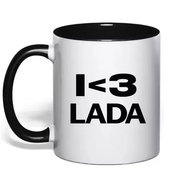 Чашка з кольоровою ручкою I <3 Lada Чорний фото