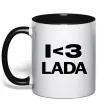Чашка з кольоровою ручкою I <3 Lada Чорний фото