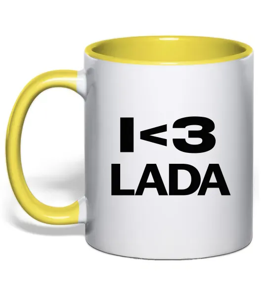 Чашка с цветной ручкой I <3 Lada Лимонный фото