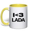 Чашка с цветной ручкой I <3 Lada Лимонный фото
