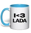 Чашка з кольоровою ручкою I <3 Lada Блакитний фото