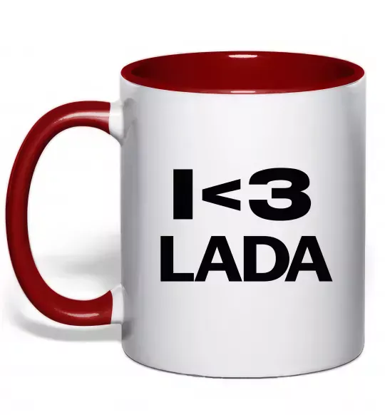 Чашка з кольоровою ручкою I <3 Lada Червоний фото