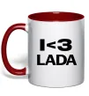 Чашка з кольоровою ручкою I <3 Lada Червоний фото