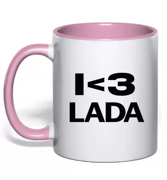 Чашка з кольоровою ручкою I <3 Lada Ніжно рожевий фото