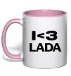 Чашка з кольоровою ручкою I <3 Lada Ніжно рожевий фото