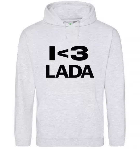 Женская толстовка (худи) I <3 Lada Серый меланж фото