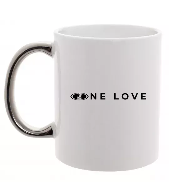 Чашка з кольоровою ручкою Lada one love Срібло фото