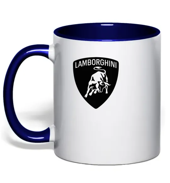 Чашка с цветной ручкой Lamborghini logo Глубокий темно-синий фото