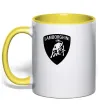 Чашка с цветной ручкой Lamborghini logo Лимонный фото
