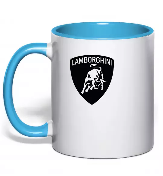 Чашка с цветной ручкой Lamborghini logo Голубой фото