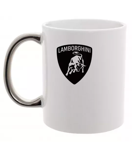 Чашка с цветной ручкой Lamborghini logo Серебро фото