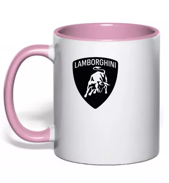Чашка с цветной ручкой Lamborghini logo Нежно розовый фото