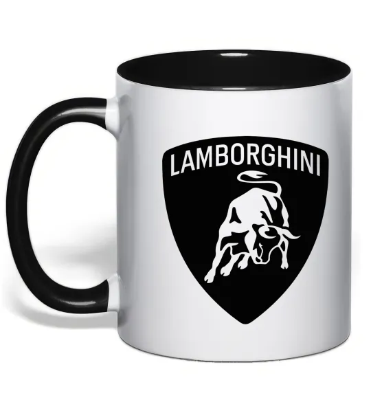 Чашка з кольоровою ручкою Lamborghini logo Чорний фото