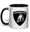 Чашка з кольоровою ручкою Lamborghini logo Чорний фото