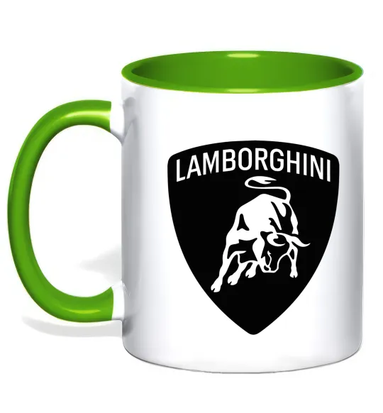 Чашка з кольоровою ручкою Lamborghini logo Лаймовий фото