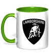 Чашка з кольоровою ручкою Lamborghini logo Лаймовий фото