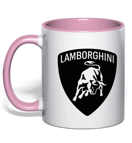 Чашка з кольоровою ручкою Lamborghini logo Ніжно рожевий фото