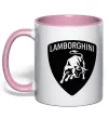 Чашка з кольоровою ручкою Lamborghini logo Ніжно рожевий фото