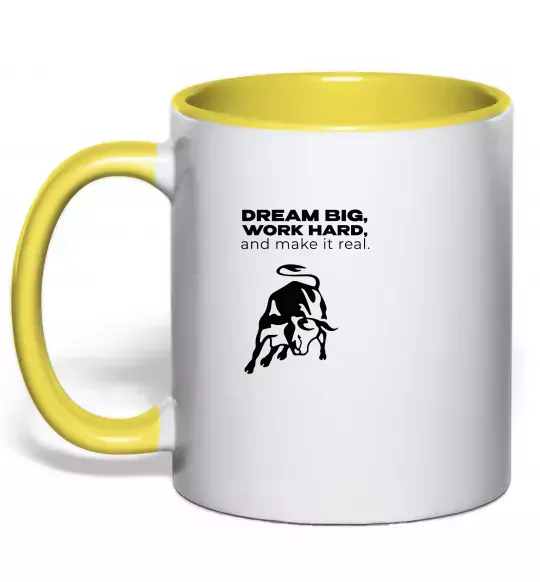 Чашка с цветной ручкой Make it real Солнечно желтый фото