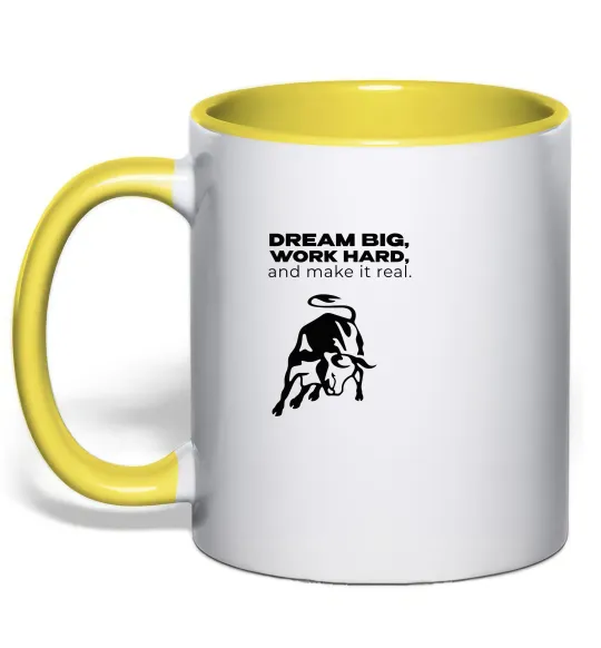 Чашка с цветной ручкой Make it real Лимонный фото