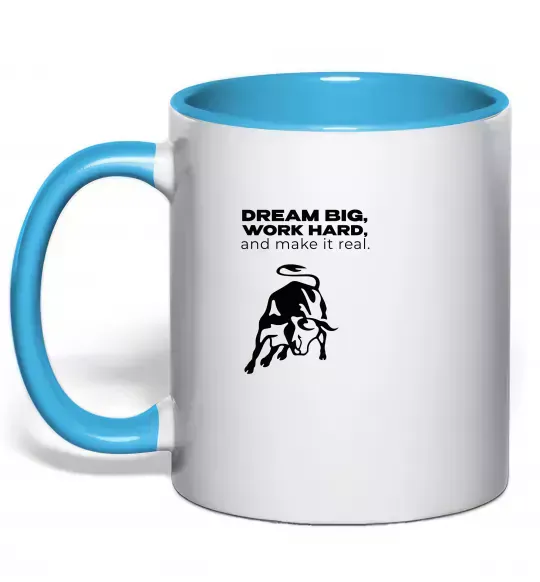 Чашка с цветной ручкой Make it real Голубой фото