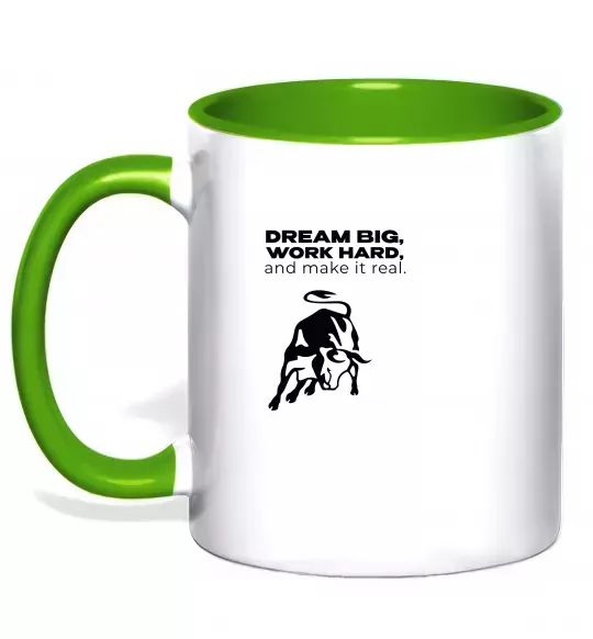 Чашка с цветной ручкой Make it real Зеленый фото