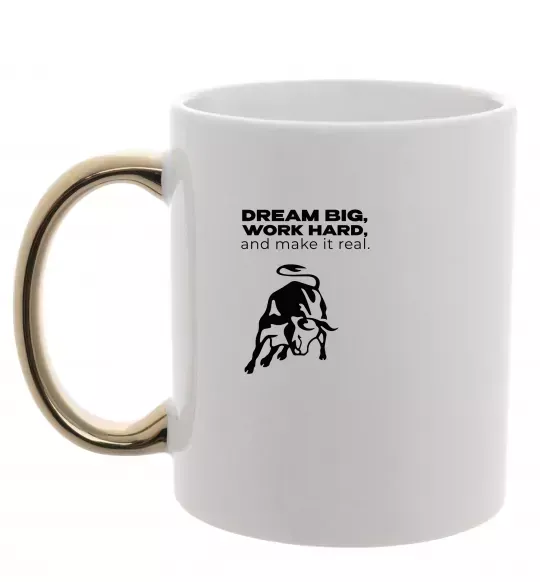 Чашка с цветной ручкой Make it real Золото фото