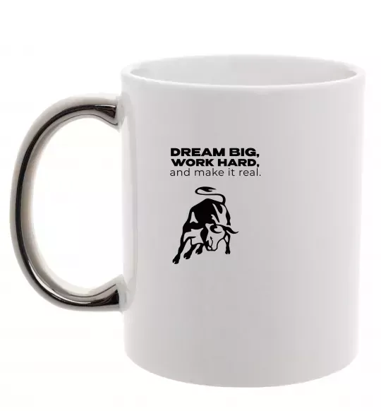 Чашка с цветной ручкой Make it real Серебро фото