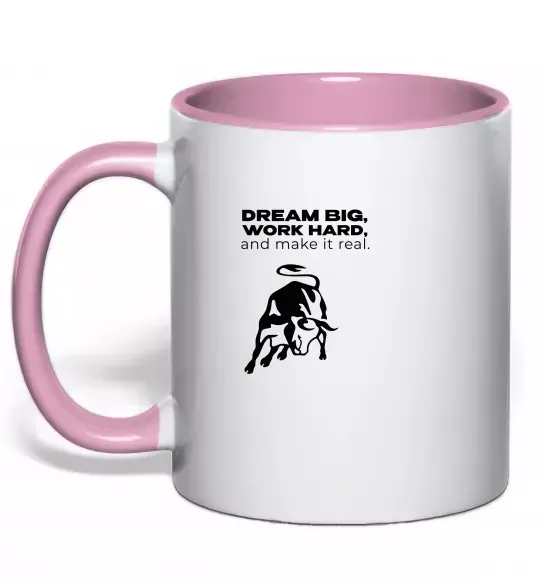 Чашка с цветной ручкой Make it real Нежно розовый фото