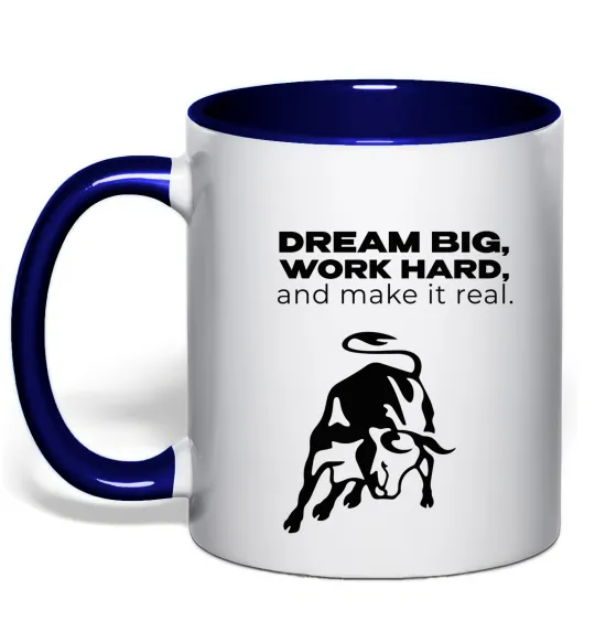 Чашка з кольоровою ручкою Make it real Глибокий темно-синій фото