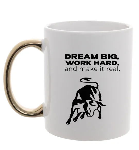 Чашка з кольоровою ручкою Make it real Золото фото