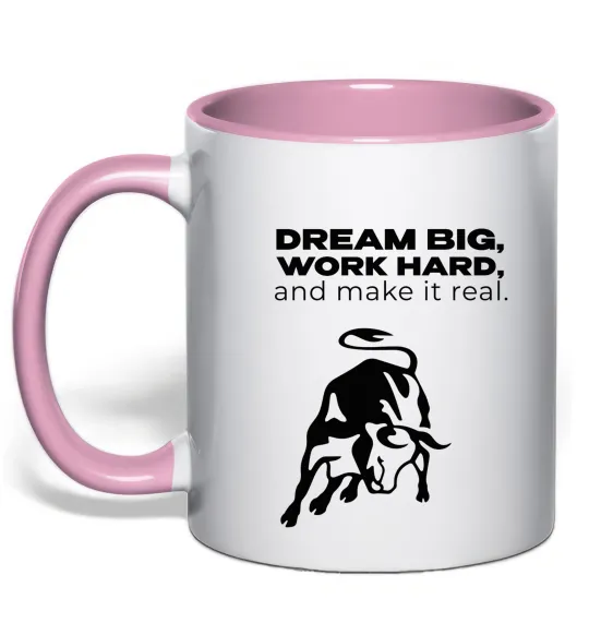 Чашка з кольоровою ручкою Make it real Ніжно рожевий фото