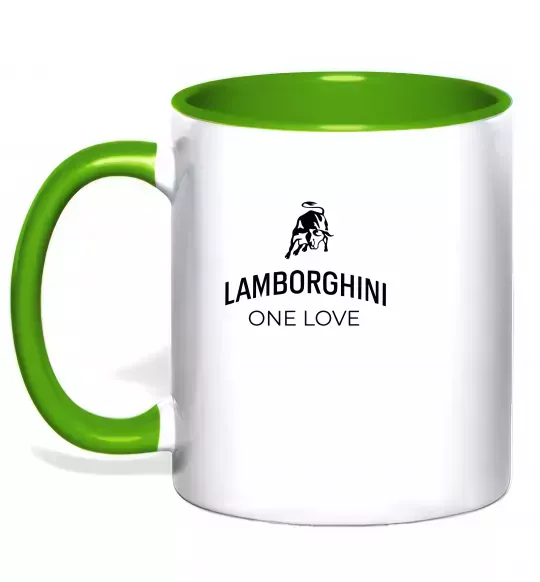 Чашка с цветной ручкой Lamborghini one love Зеленый фото