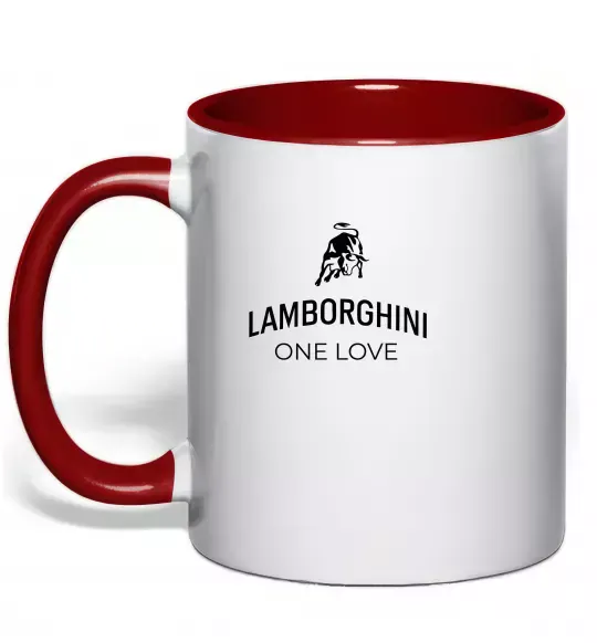Чашка с цветной ручкой Lamborghini one love Красный фото
