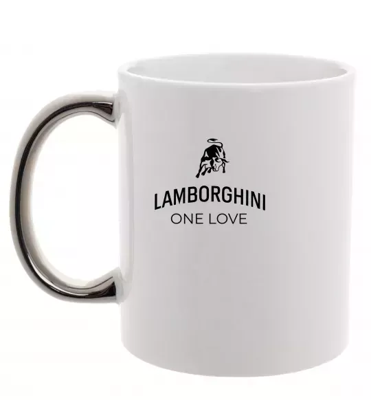 Чашка с цветной ручкой Lamborghini one love Серебро фото