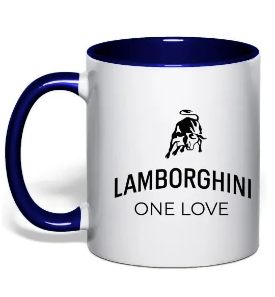Чашка с цветной ручкой Lamborghini one love Глубокий темно-синий фото