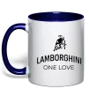 Чашка с цветной ручкой Lamborghini one love Глубокий темно-синий фото