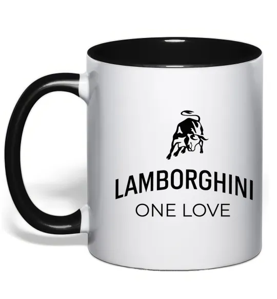 Чашка с цветной ручкой Lamborghini one love Черный фото