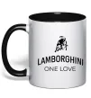 Чашка с цветной ручкой Lamborghini one love Черный фото