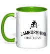 Чашка с цветной ручкой Lamborghini one love Лаймовый фото