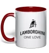 Чашка с цветной ручкой Lamborghini one love Красный фото