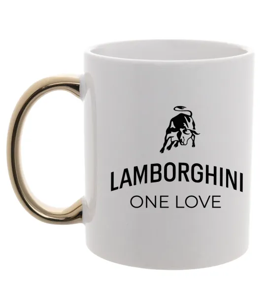 Чашка с цветной ручкой Lamborghini one love Золото фото