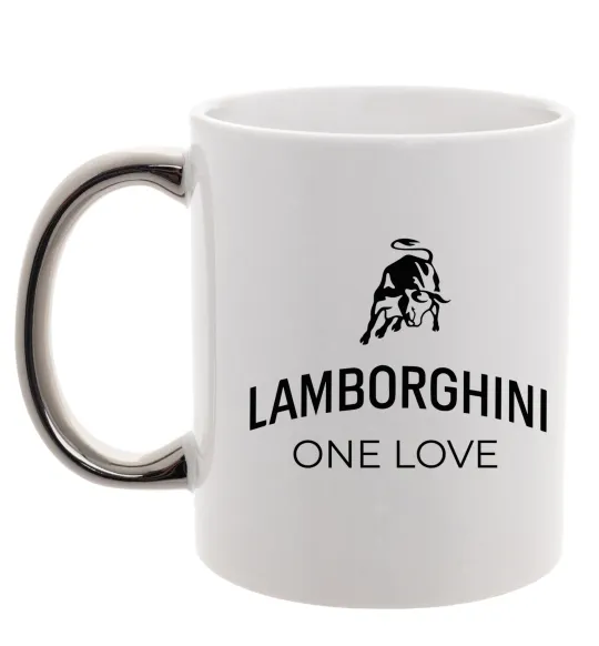 Чашка с цветной ручкой Lamborghini one love Серебро фото