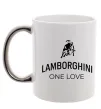 Чашка с цветной ручкой Lamborghini one love Серебро фото