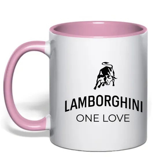 Чашка с цветной ручкой Lamborghini one love Нежно розовый фото