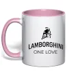 Чашка с цветной ручкой Lamborghini one love Нежно розовый фото