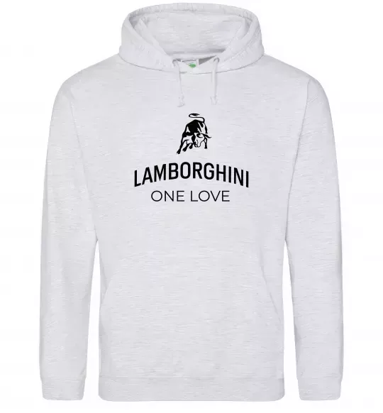 Чоловіча толстовка (худі) Lamborghini one love Сірий меланж фото